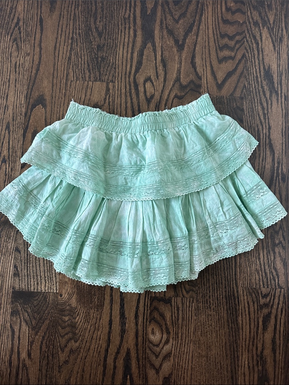 Love Shack Fancy tiered lightly tie-dyed Green Women's Skirt